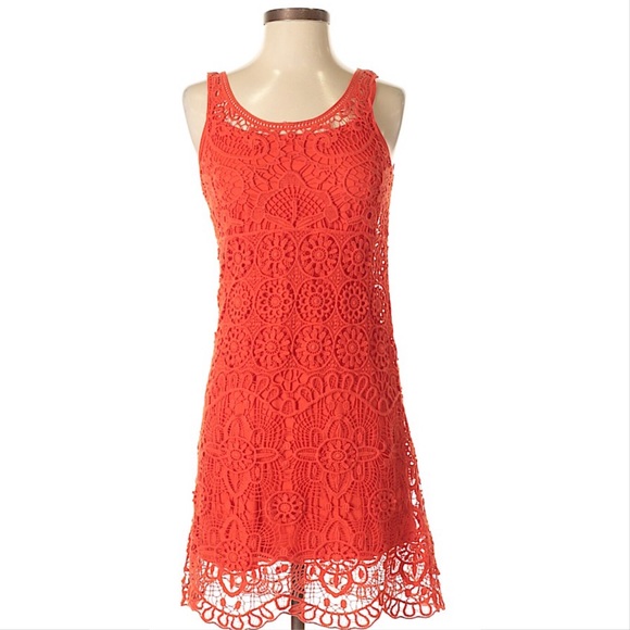LC Lauren Conrad bright red orange lace dress - Picture 7 of 7